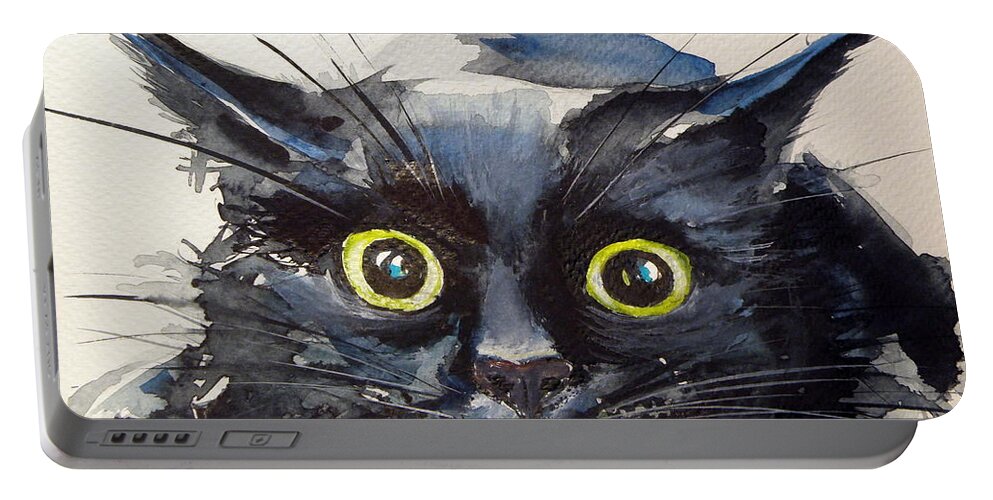 Cat Portable Battery Charger featuring the painting Hunter Cat by Kovacs Anna Brigitta