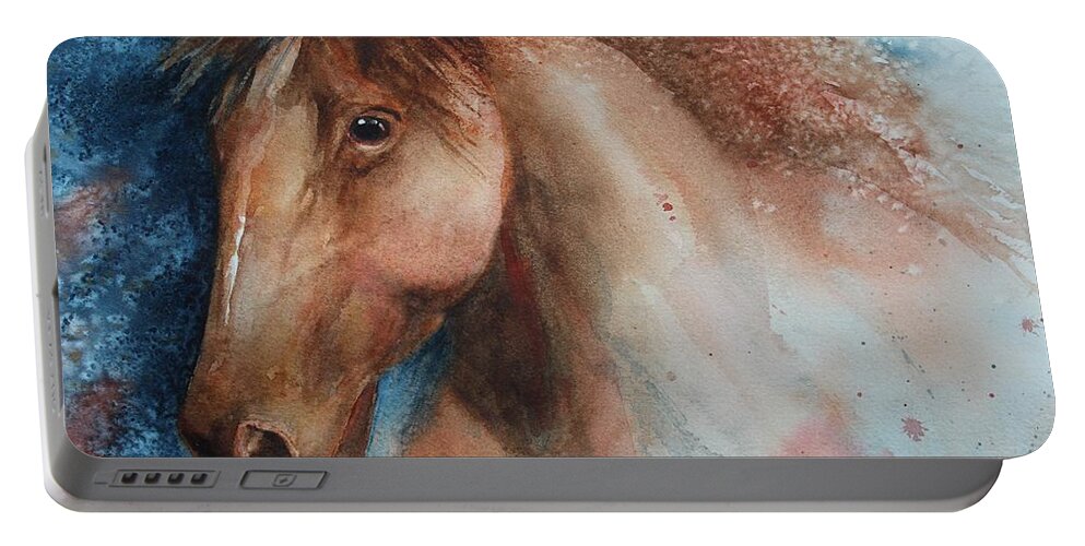 Horse Portable Battery Charger featuring the painting Hunter by Ruth Kamenev