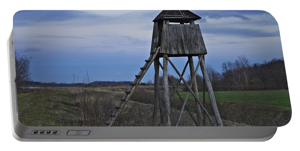 Nature Portable Battery Charger featuring the photograph Hunters lookout tower by Ivan Slosar