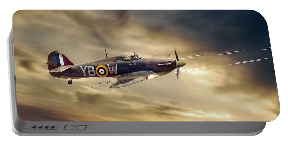 Hawker Hurricane Portable Battery Charger featuring the digital art Hurricane Fury by Airpower Art