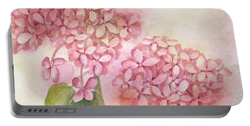 Hydrangea Portable Battery Charger featuring the painting Hydrangea by Heather Gallup