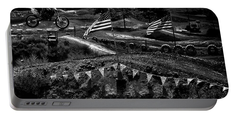 Motorcycles Portable Battery Charger featuring the photograph I Believe I Can Fly by Robert McCubbin