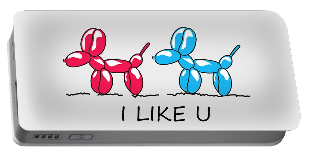  Love Portable Battery Charger featuring the digital art I Like U by Mark Ashkenazi