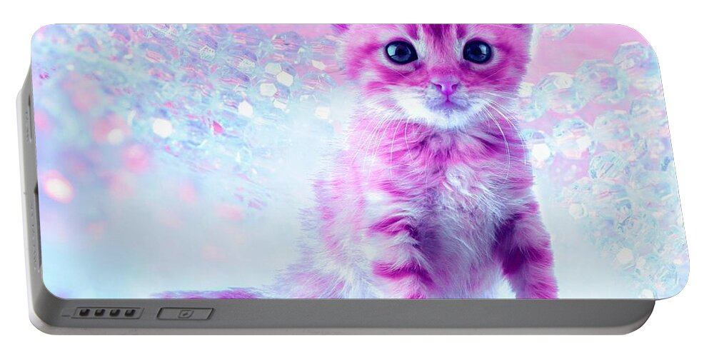 I Love My Kitty Portable Battery Charger featuring the digital art I love my Kitty by Lilia S