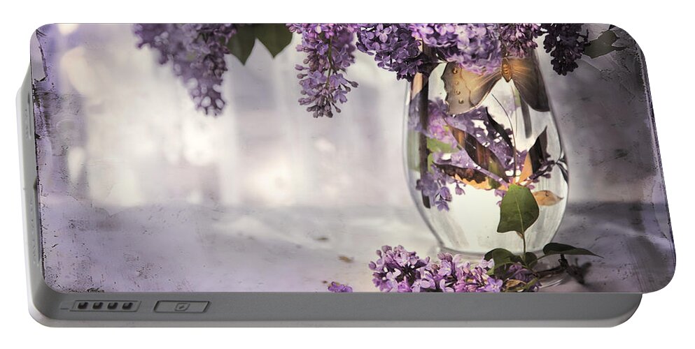 Lilacs Portable Battery Charger featuring the photograph I Picked A Bouquet Of Lilacs Today by Theresa Tahara