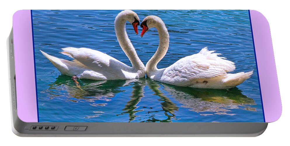 Swan Portable Battery Charger featuring the photograph I Promise to Love You Poster by Diana Sainz by Diana Raquel Sainz