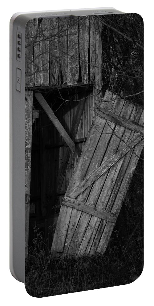 Old Barn Portable Battery Charger featuring the photograph I Watched You Disappear - BW by Rebecca Sherman