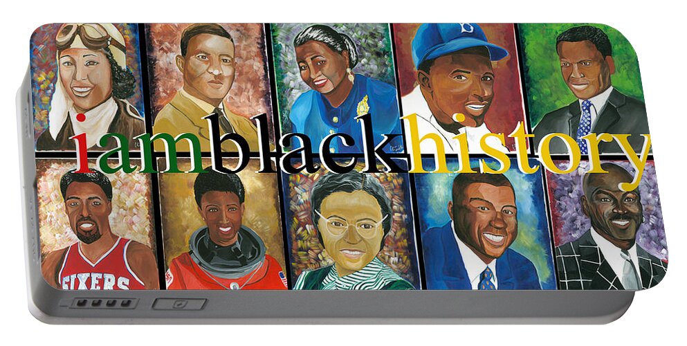 Iconic People I Black History Portable Battery Charger featuring the painting IAM by Femme Blaicasso