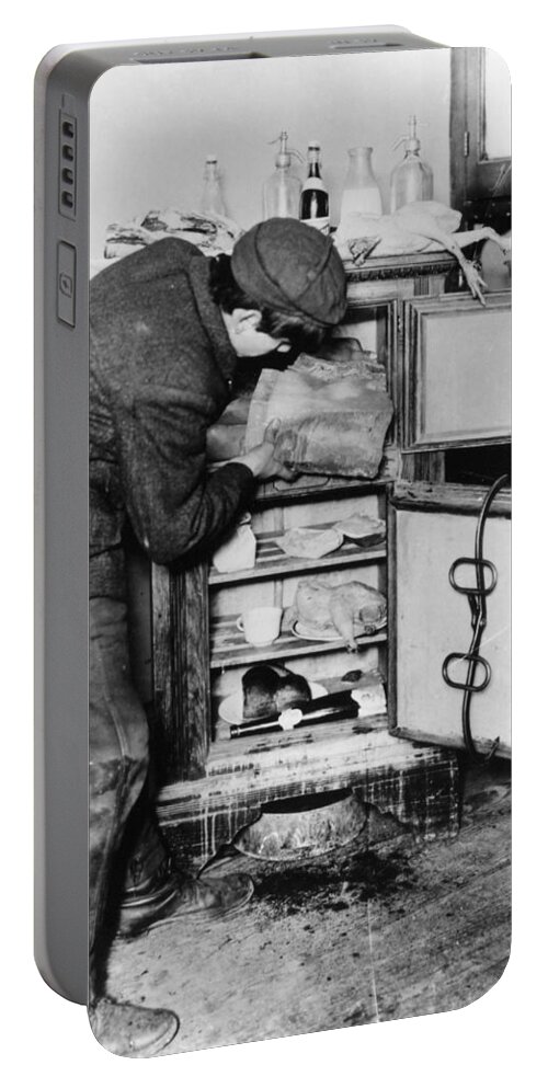 1915 Portable Battery Charger featuring the photograph Ice Box, C1915 by Granger
