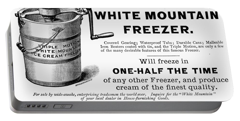 1889 Portable Battery Charger featuring the painting Ice Cream Freezer, 1889 by Granger