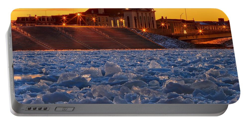 Lock Haven Portable Battery Charger featuring the photograph Ice Jam On The Susquehanna by Adam Jewell