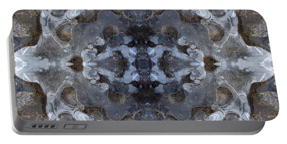 Cold Portable Battery Charger featuring the digital art Ice kaleidoscope 1 by Steve Ball