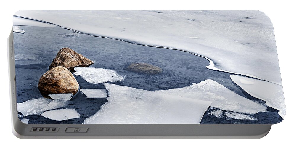 Ice Portable Battery Charger featuring the photograph Icy shore in winter 2 by Elena Elisseeva