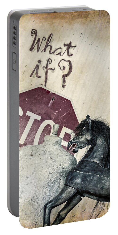 Stop Sign Portable Battery Charger featuring the photograph If What? by Caitlyn Grasso