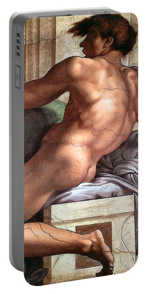 Ignudo Portable Battery Charger featuring the painting Ignudo Number One of 1511 by Michelangelo Buonarroti