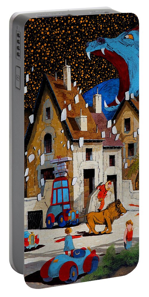 Drake Portable Battery Charger featuring the painting Il Drago by Guido Borelli
