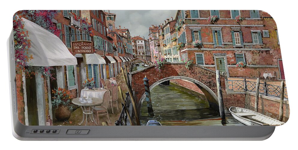 Venice Portable Battery Charger featuring the painting Il Fosso Ombroso by Guido Borelli
