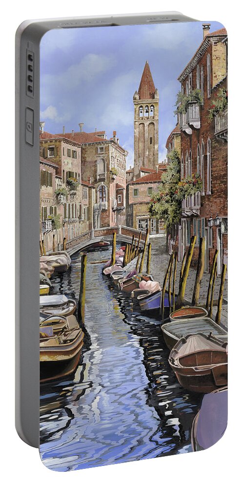 Venice Portable Battery Charger featuring the painting il gatto nero a Venezia by Guido Borelli