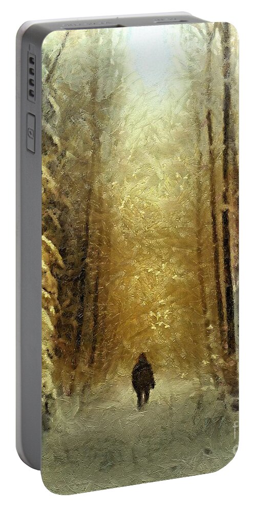 Religious Art Portable Battery Charger featuring the painting I'll be home for Christmas by Dragica Micki Fortuna