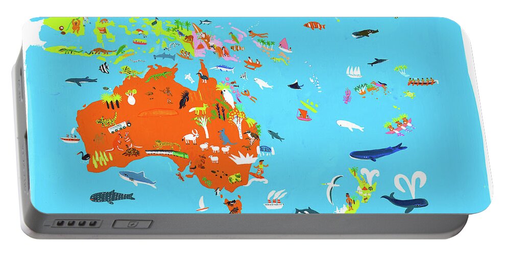 Abundance Portable Battery Charger featuring the photograph Illustrated Map Of Australasian by Ikon Ikon Images