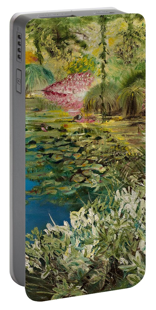 Gardens At Giverney In France With Water Lilies Portable Battery Charger featuring the painting Image at Giverney by Kathy Knopp