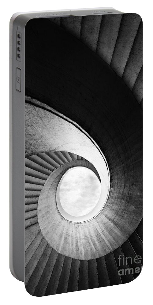 Interior View Portable Battery Charger featuring the photograph Spirals in black and white by Jaroslaw Blaminsky