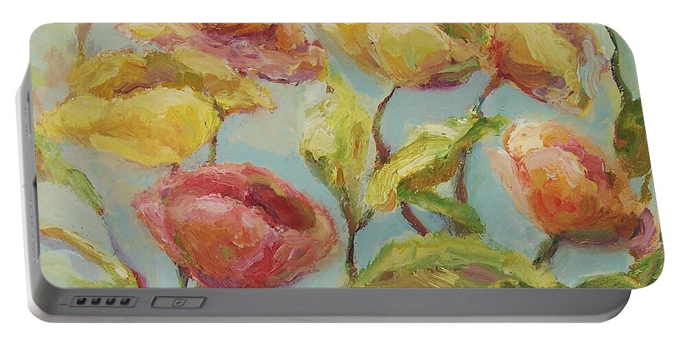 Floral Portable Battery Charger featuring the painting Impressionist Floral Painting by Mary Wolf