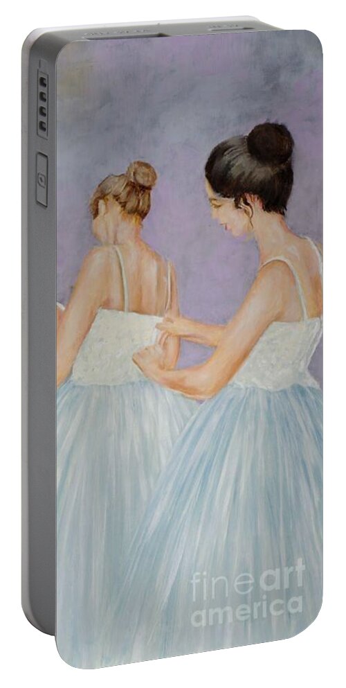 Ballerina Portable Battery Charger featuring the painting In The Fitting Room by Cynthia Parsons
