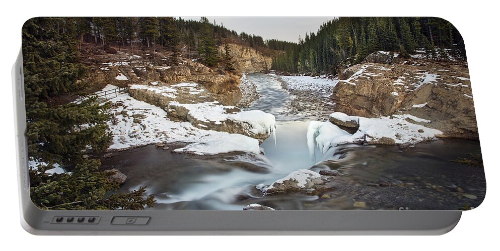 Elbow Falls Portable Battery Charger featuring the photograph In The Frosty Forests by Evelina Kremsdorf