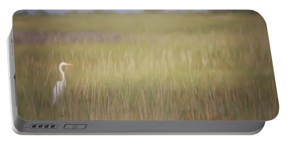 Egret Portable Battery Charger featuring the photograph In The Marsh by Kerri Farley
