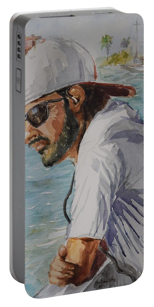 On The Boat Portable Battery Charger featuring the painting In Tuned by Jyotika Shroff