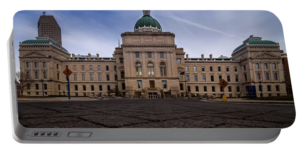 Indiana Portable Battery Charger featuring the photograph Indiana Capital Building - Back by Ron Pate