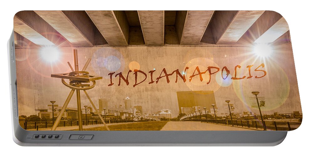 Bridge Portable Battery Charger featuring the photograph Indianapolis Graffiti Skyline by Semmick Photo