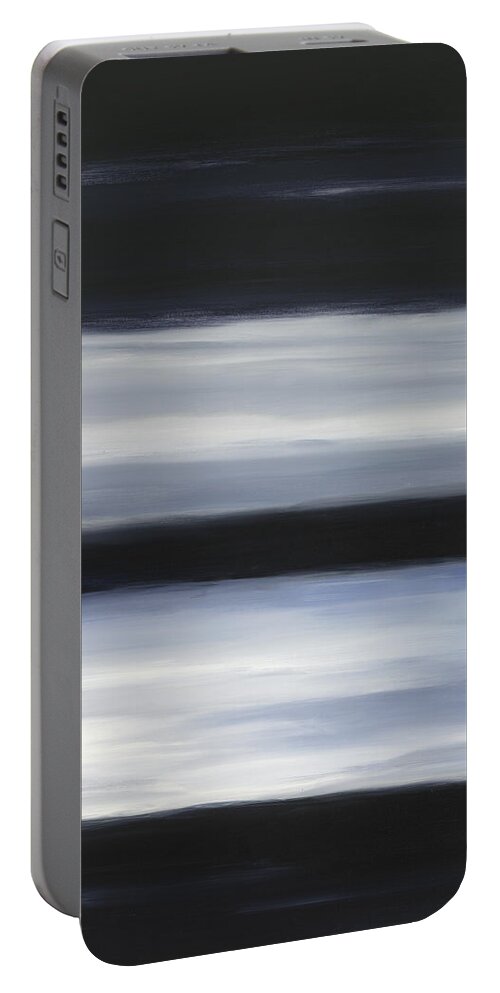 Abstract Portable Battery Charger featuring the painting Indigo Blur I by Tamara Nelson
