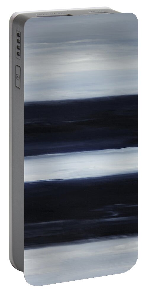 Abstract Portable Battery Charger featuring the painting Indigo Blur II by Tamara Nelson
