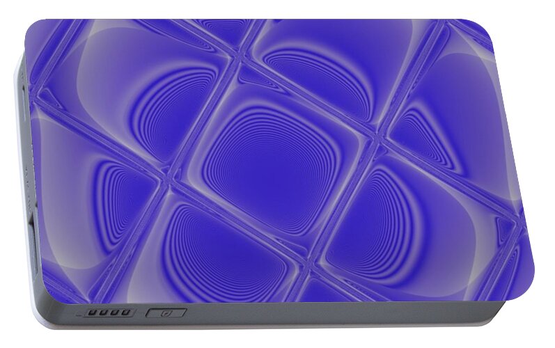 Geometric Portable Battery Charger featuring the digital art Indigo Petals Morphed by Pharris Art