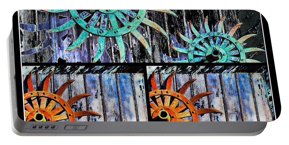 Pinwheel Portable Battery Charger featuring the photograph Industrial Pinwheels by Sylvia Thornton