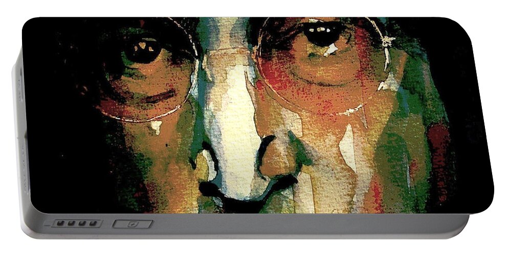 John Lennon Portable Battery Charger featuring the painting Instant Karma by Paul Lovering