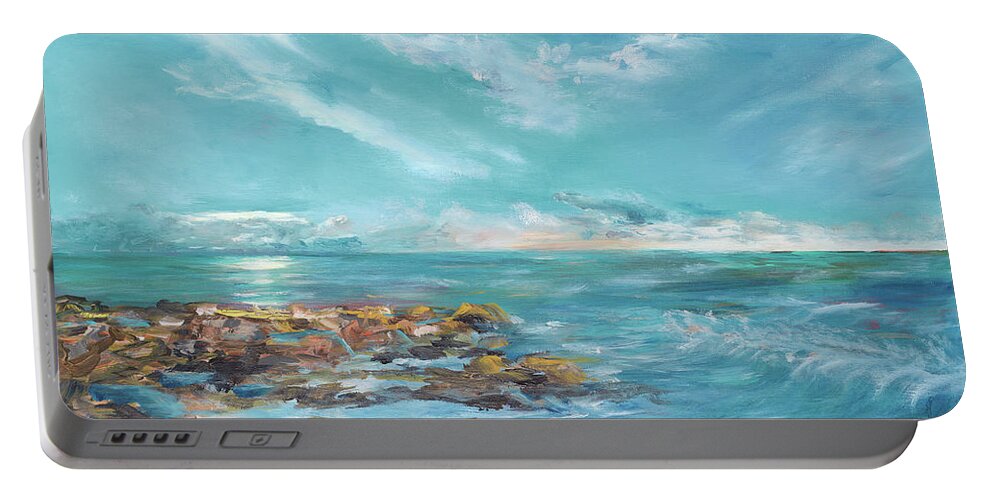 Into Portable Battery Charger featuring the painting Into The Horizon II by Julie Derice