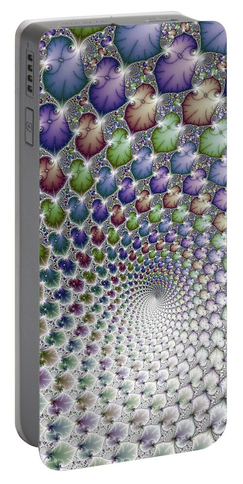 Vortex Portable Battery Charger featuring the digital art Into the Vortex colorful fractal art by Matthias Hauser