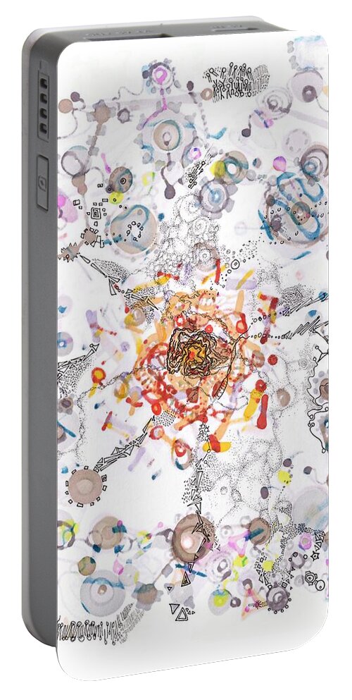 Cell Portable Battery Charger featuring the drawing Intracellular Diversion by Regina Valluzzi