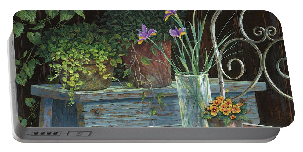 Michael Humphries Portable Battery Charger featuring the painting Irises by Michael Humphries