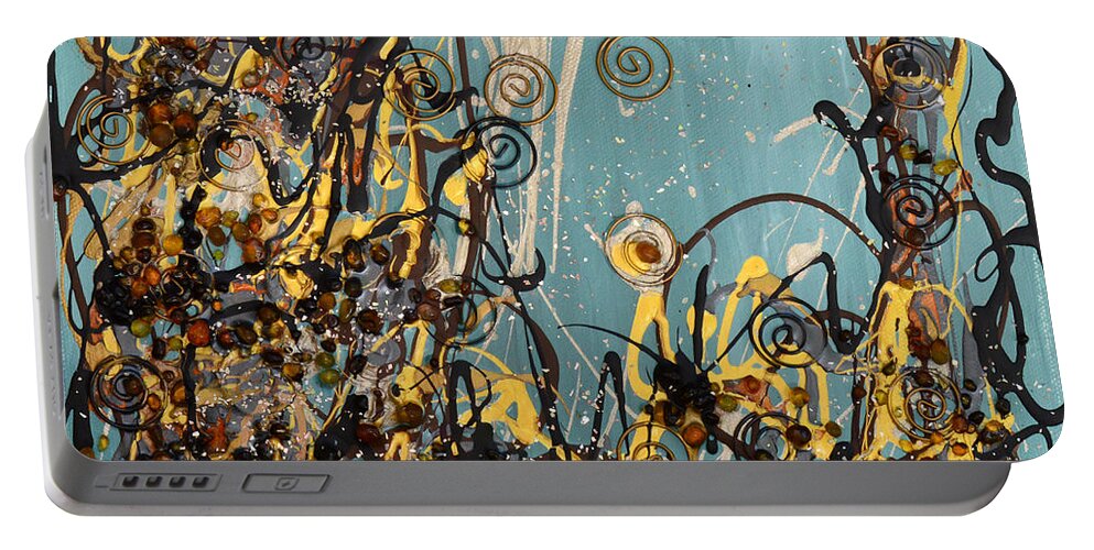 Modern Portable Battery Charger featuring the painting Ironworks by Donna Blackhall
