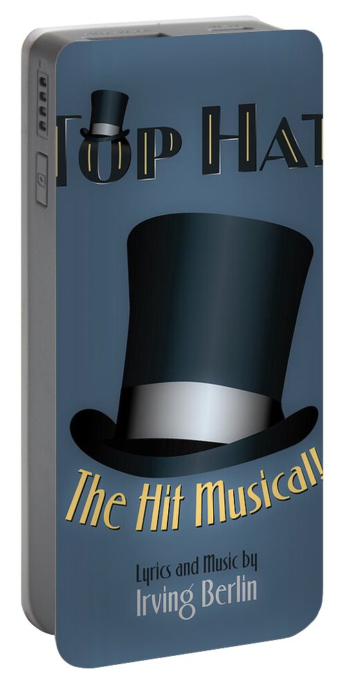 Adobe Portable Battery Charger featuring the digital art Irving Berlin Top Hat Musical Poster by Hakon Soreide