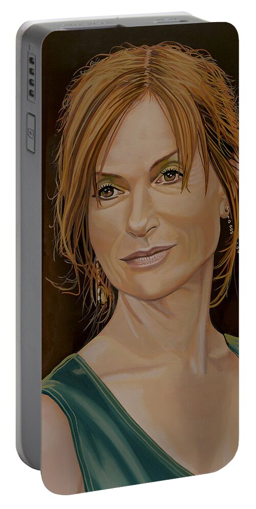 Isabelle Huppert Portable Battery Charger featuring the painting Isabelle Huppert Painting by Paul Meijering