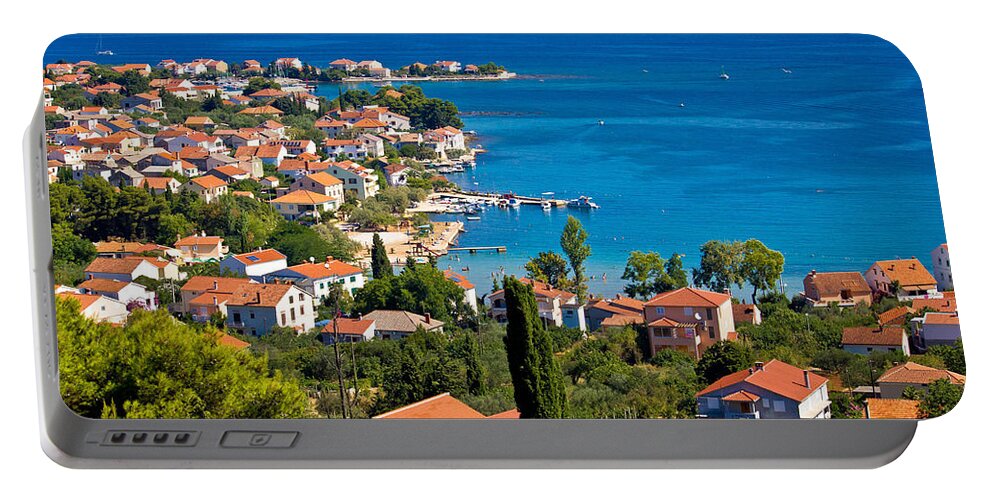Croatia Portable Battery Charger featuring the photograph Island of Ugljan colorful coastline by Brch Photography
