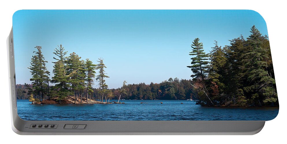 Adirondack's Portable Battery Charger featuring the photograph Island on the Fulton Chain of Lakes by David Patterson