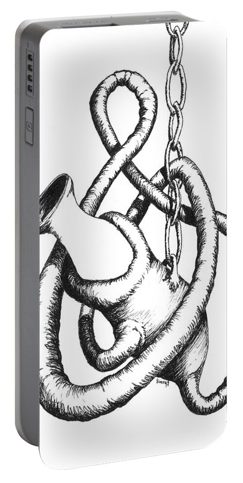 Chain Portable Battery Charger featuring the drawing Isn't That A Bit Daring by Sam Sidders