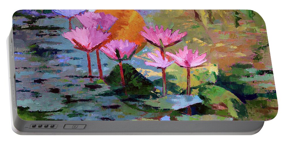 Water Lilies Portable Battery Charger featuring the painting It Is Only A Dream by John Lautermilch