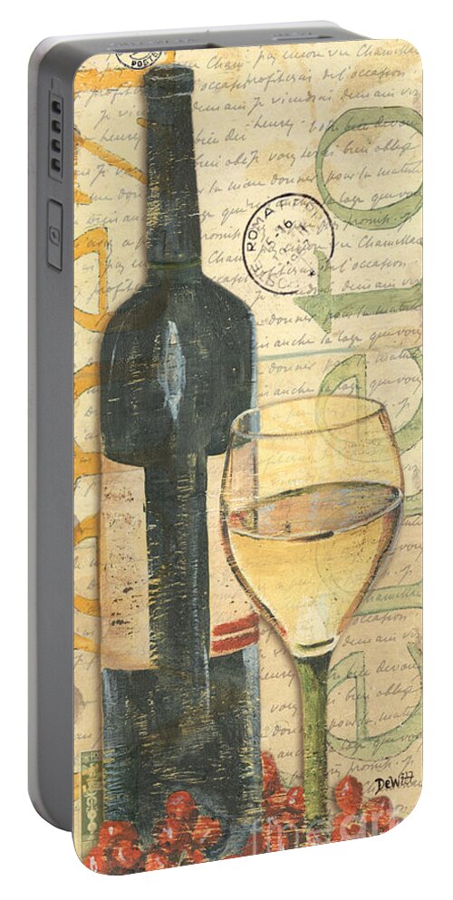 Wine Portable Battery Charger featuring the painting Italian Wine and Grapes 1 by Debbie DeWitt